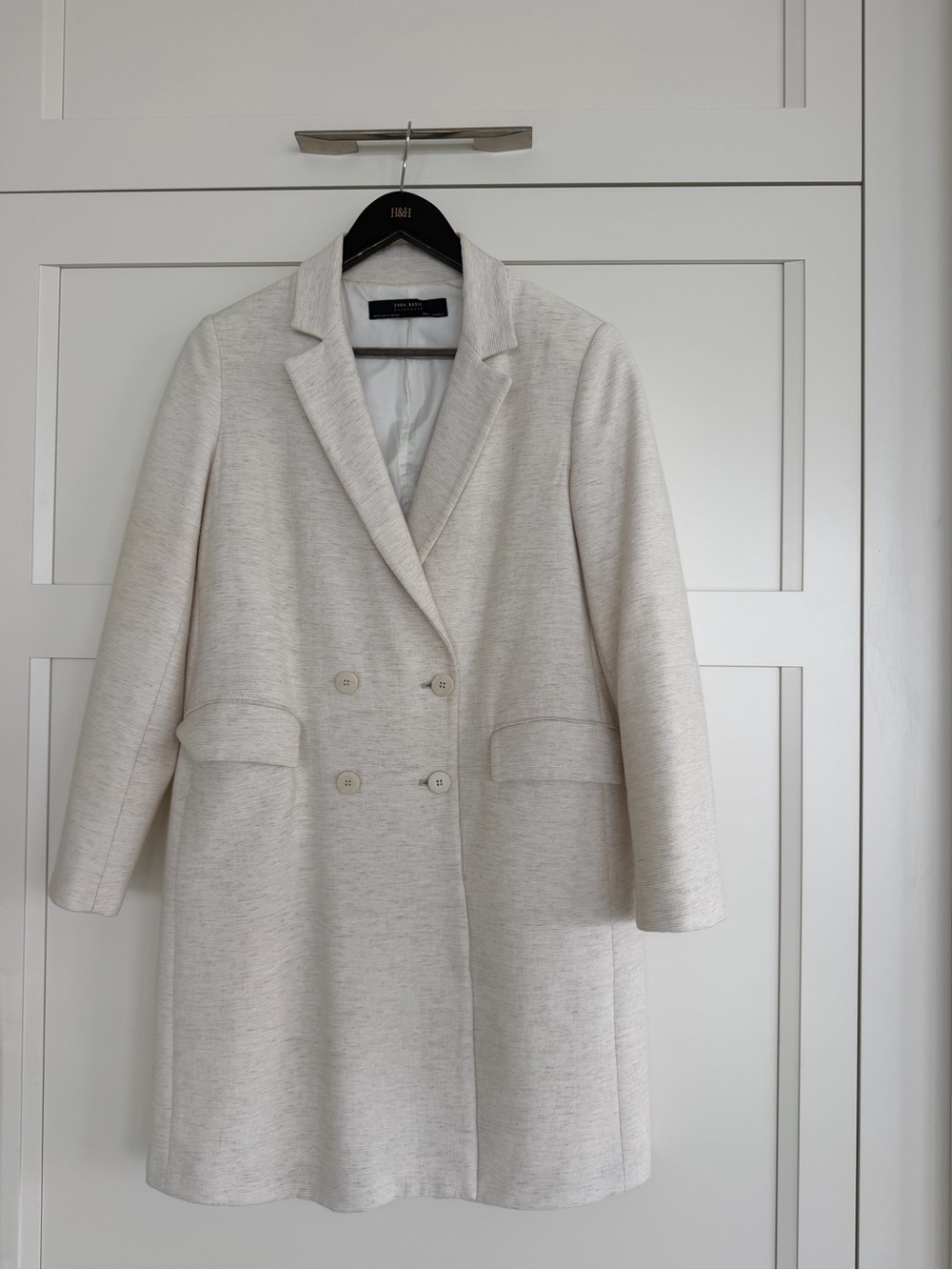 Zara Cream Double-Breasted Trench Coat